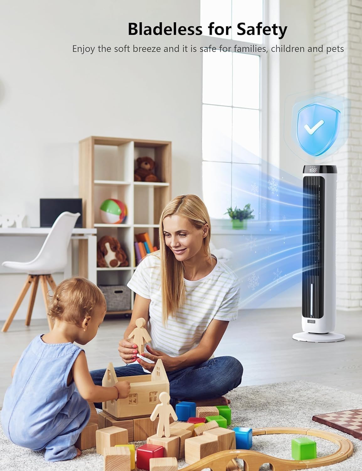 JRD 41" Evaporative Cooler with 3 Speeds, 5 Modes, Remote, 80° Oscilla