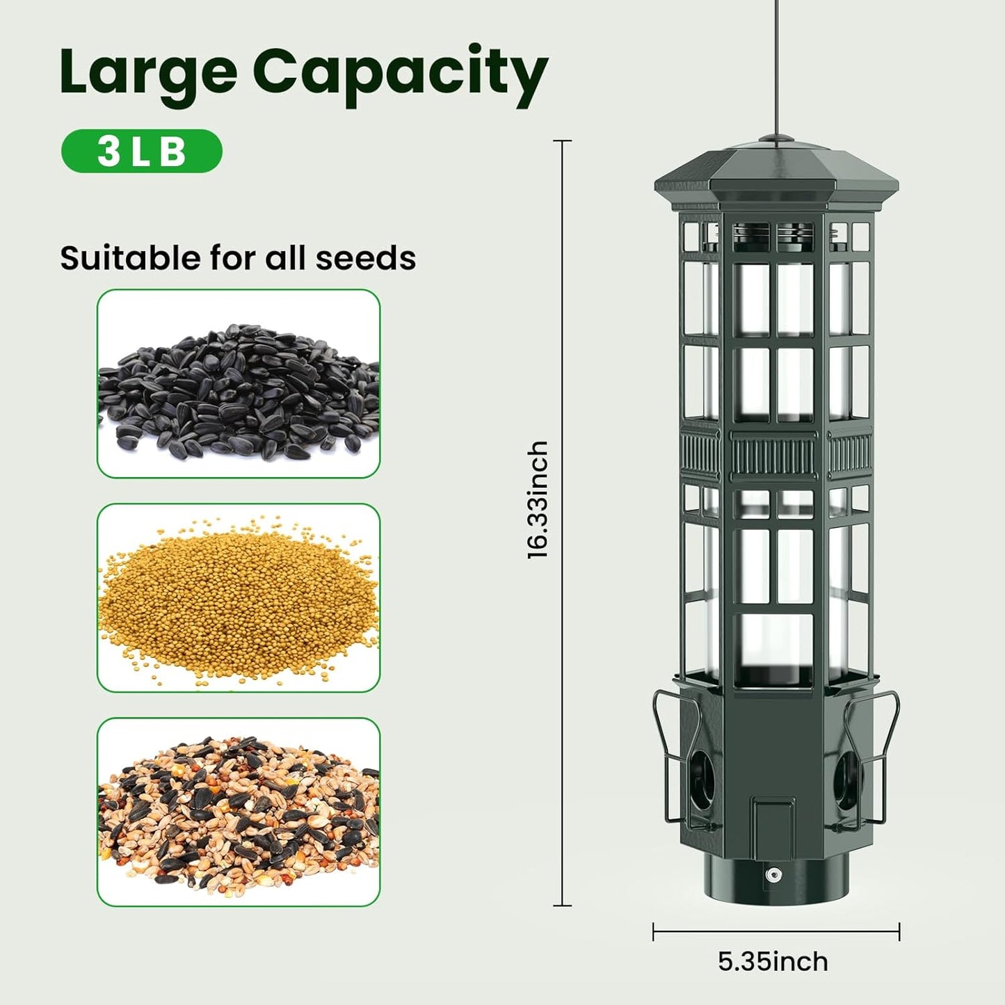 Squirrel Proof Bird Feeder for Outdoors, Gravity Spring Hanging Metal 