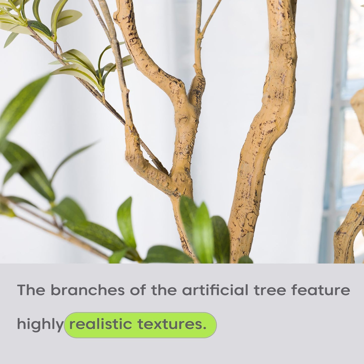 Artificial Olive Tree with White Pot - Faux Olive Tree for Home Decor, Tall Artificial Plants Indoor, Realistic Trunks Foliage Fruit, Office Decor (6FT)