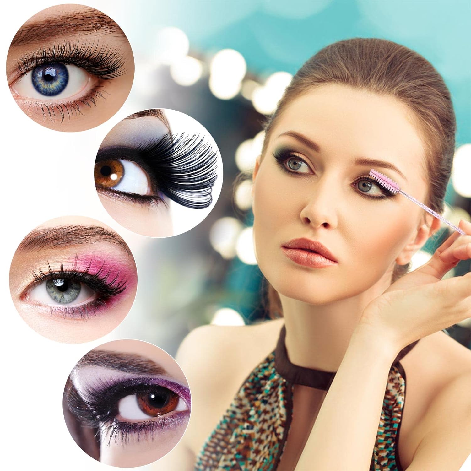 100 Pcs Disposable Mascara Wands, Crystal Eyebrow Spoolies Brush for E