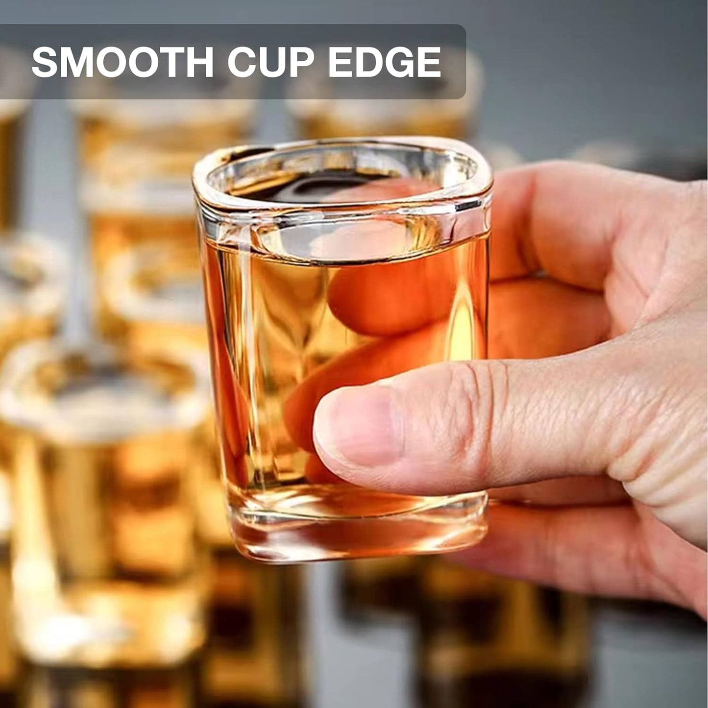 6 Pack Heavy Base Shot Glasses Set, 2.2 oz Clear Tequila Square Shot Glass Bulk, Espresso Shot Glass for Vodka, Whiskey, Tequila, Espressos, Spirits & Liquors