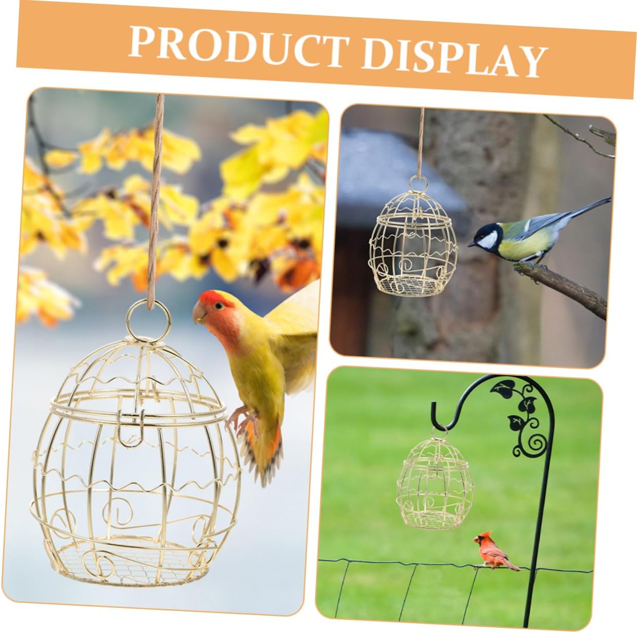 Milisten 4pcs Retro Hanging Bird Feeders Windproof Metal Wild Bird Food Container for Attracting Goldfinches Sparrows and Finches for Outdoor Spaces