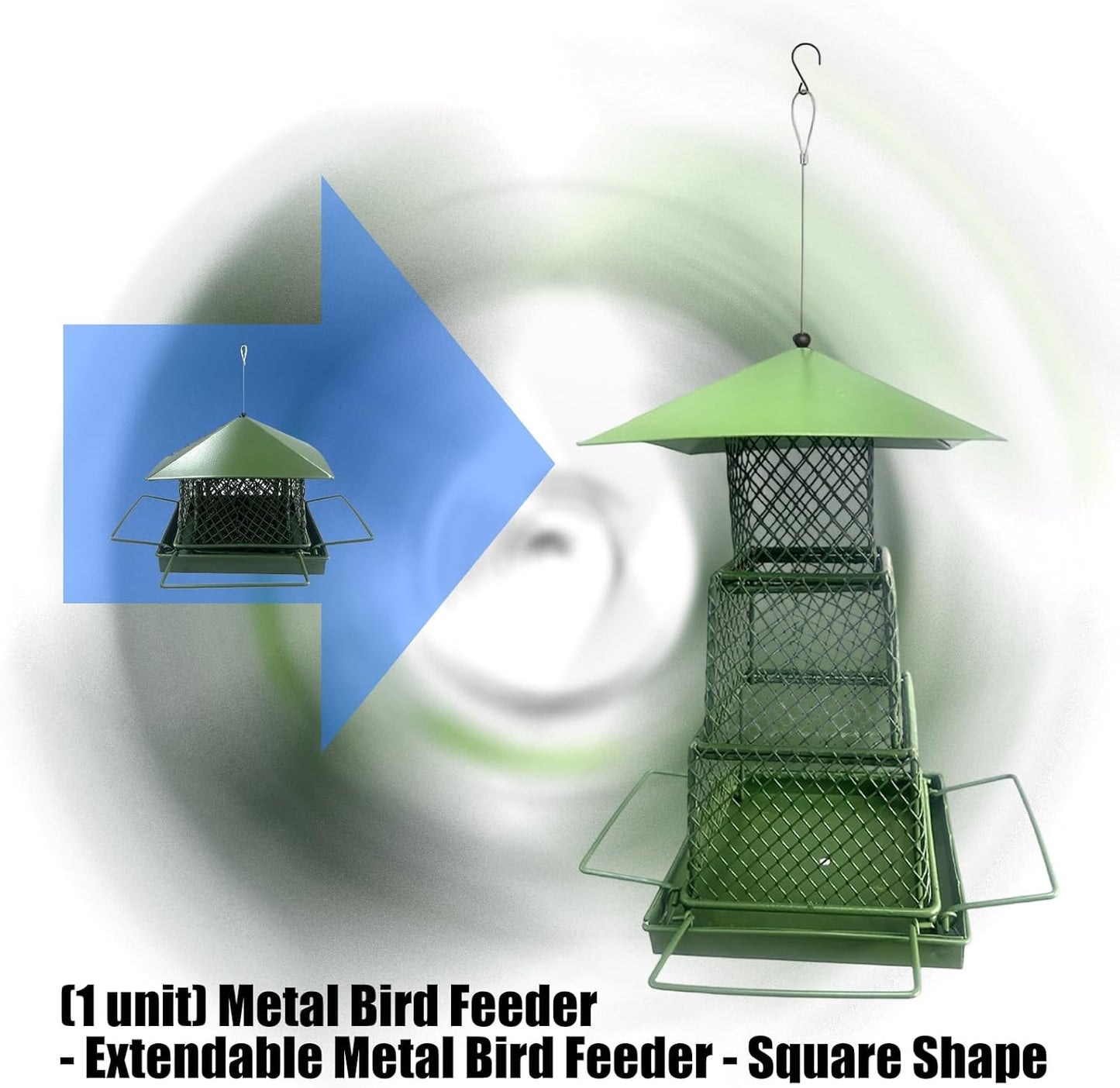 Anti Squirrels Metal Wild Bird Feeder Feeding Stations Wide Roof Protections Dry Large Preservation for Garden Birds Anti Squirrels Weatherproof Metal Bird Feeder