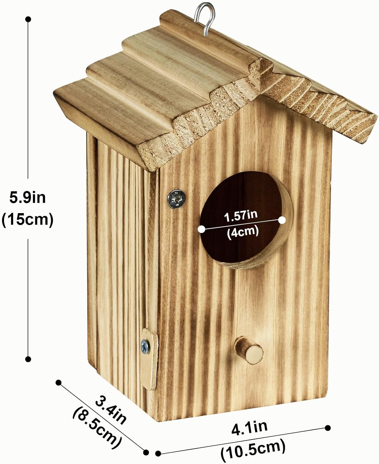 Hummingbird House for Outside Hanging - Small Bird Nesting Box for Hummingbird - Natural Wood Birdhouse with Perch - Outdoor Garden Decor & Bird Lover Gift (Dimensions 4.1*3.3*5.9 inch)