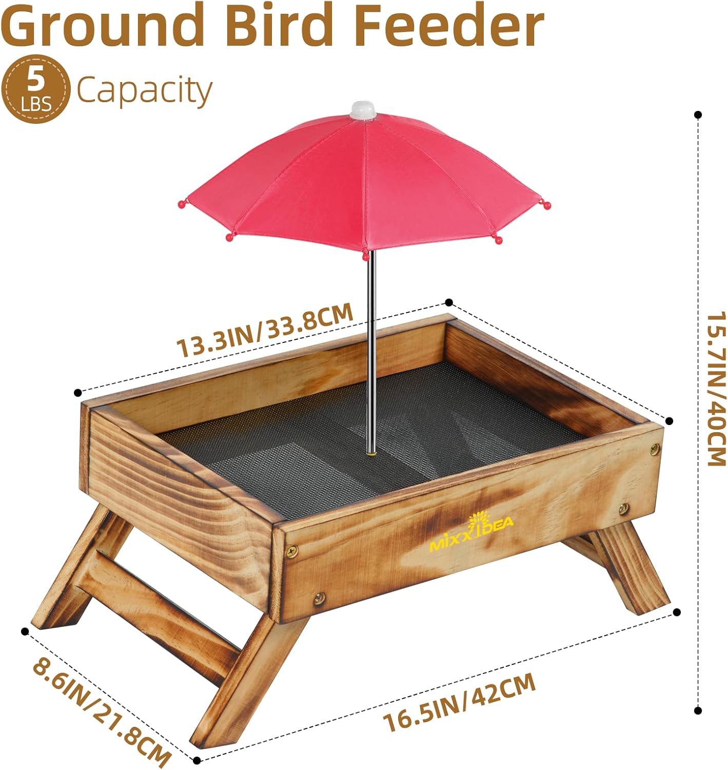 Ground Bird Feeder for Outdoors Bird&Squirrel Feeder Wooden Chicken Pi