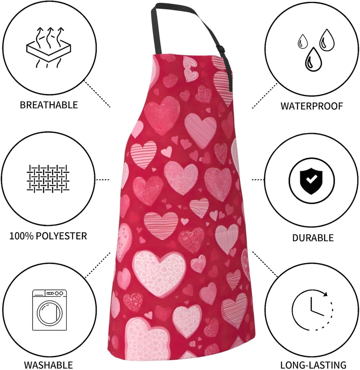 Valentine Day print Waterproof apron with pocket adjustable cooking apron for adult kitchen bibs to bake