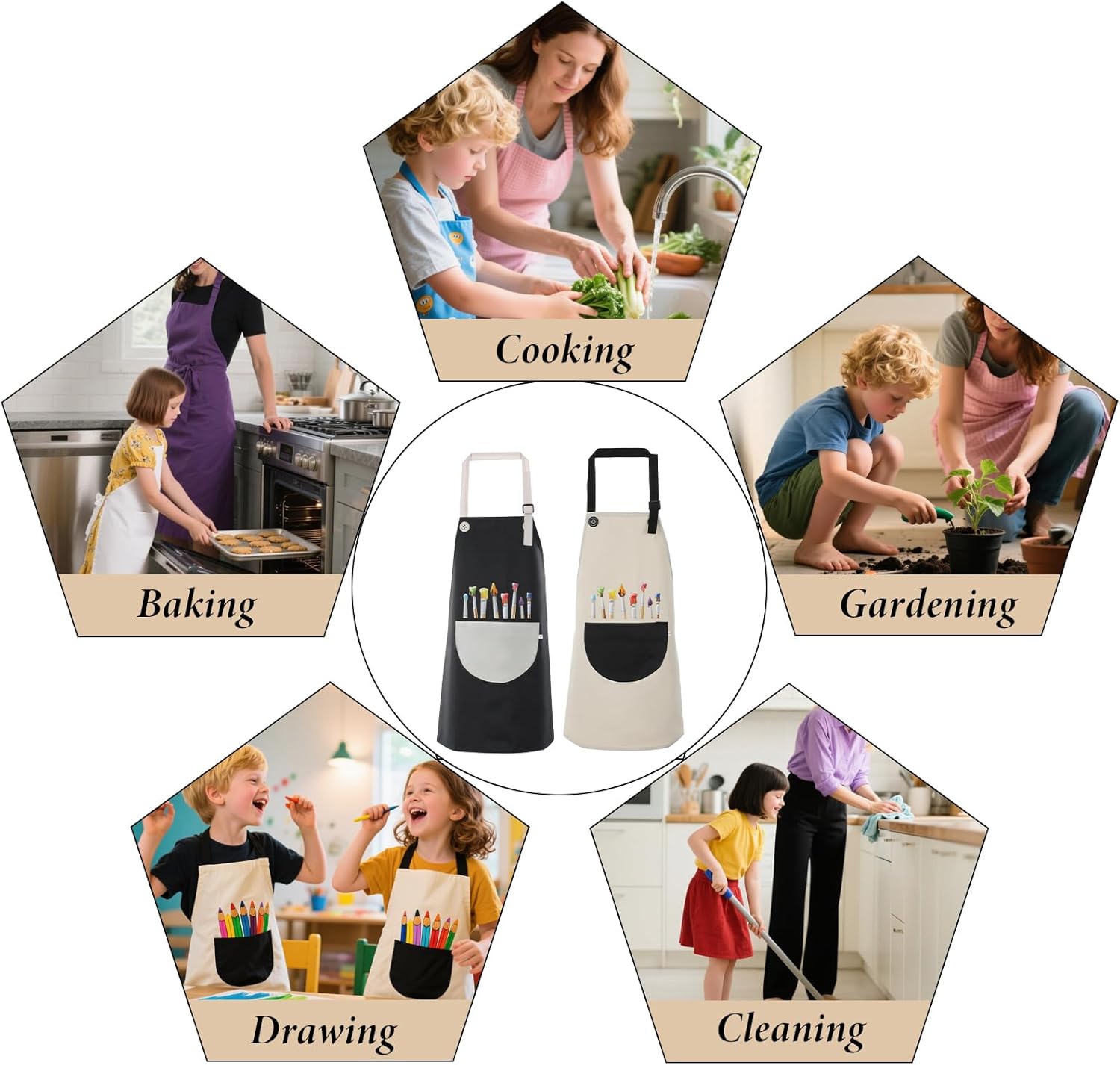 2 Packs Kids Artist Aprons for Painting, Adjustable Waterproof Gardeni