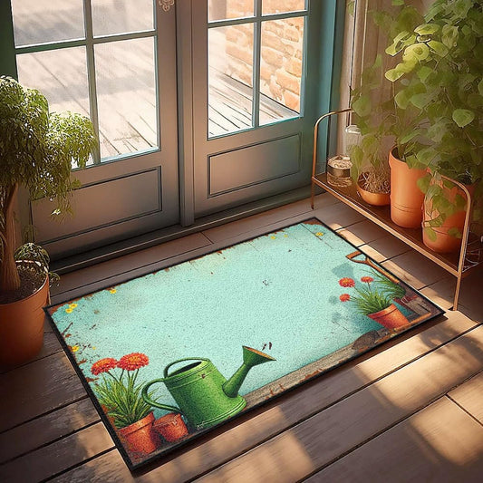 Door Mat Outdoor Entrance Funny Garden Tools and Flowers On A Wooden Table. Doormat Rustic Kitchen Rugs Retro Decor(40X60CM)