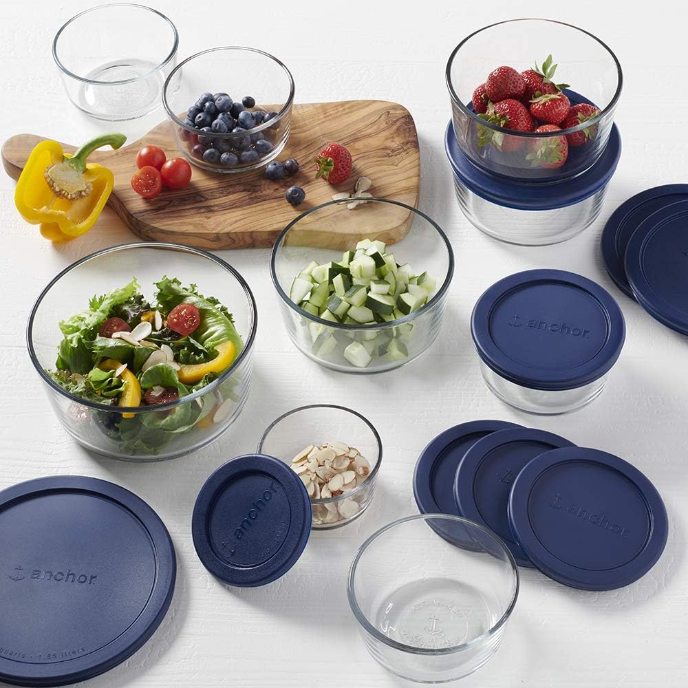 Anchor Hocking 18 Piece Glass Storage Containers with Lids (9 Glass Fo