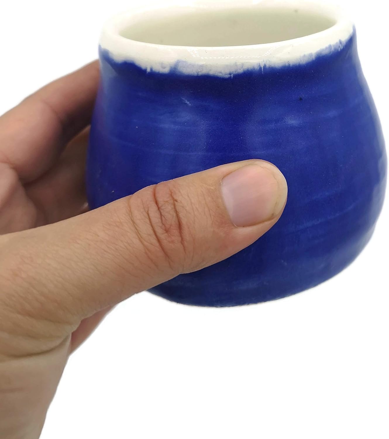 Mini Succulent Planter Pot, Royal Blue Ceramic Decorative Vase for Cactus, Office Desk Accessories for Men