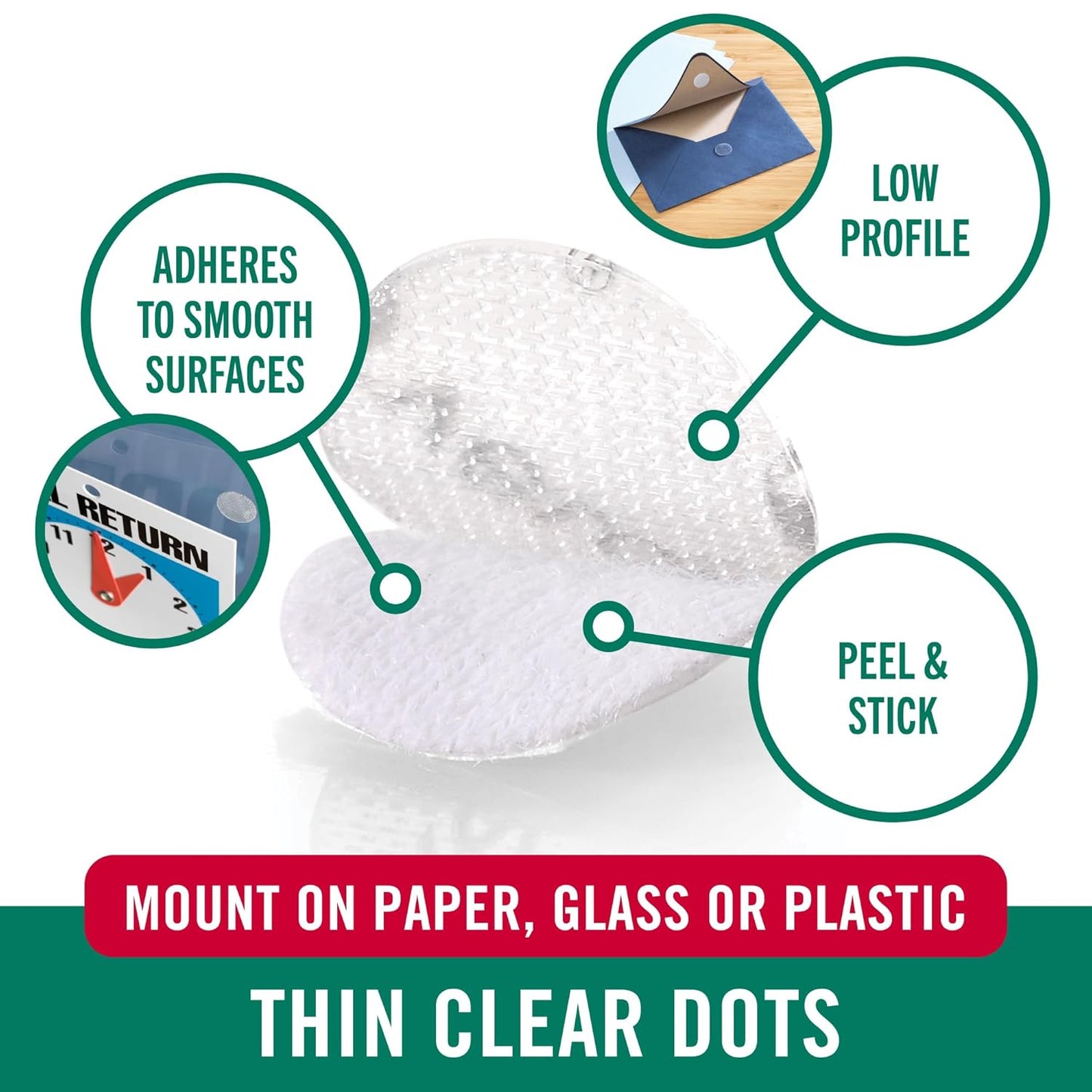 VELCRO Brand - Thin Clear Fasteners | General Purpose/ Low Profile | Perfect for Home or Office | 3/8" Circles , 56-Count - Clear