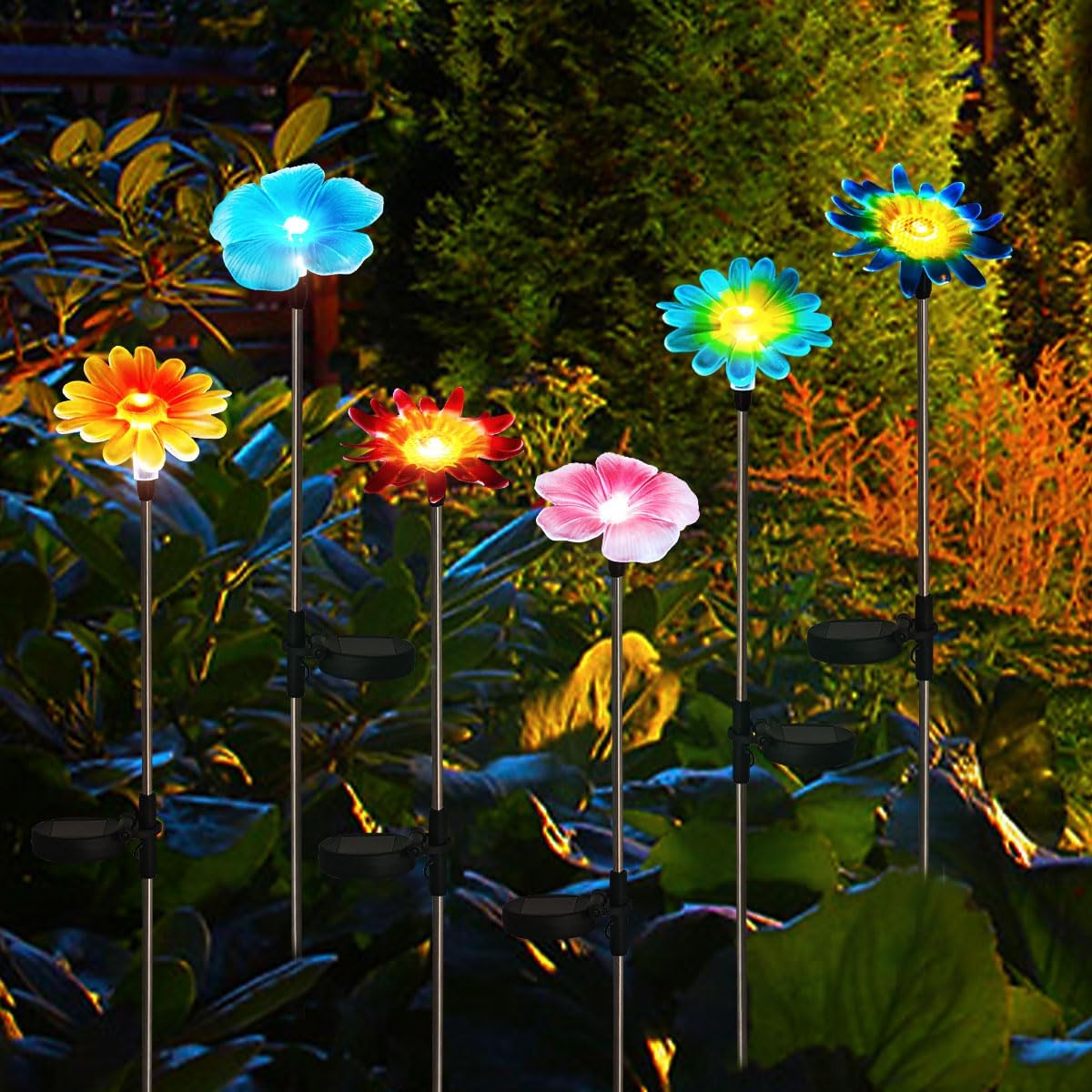 EiGreen 6 Pack Solar Garden Lights Outdoor Decor,Stake Yard Figurine C