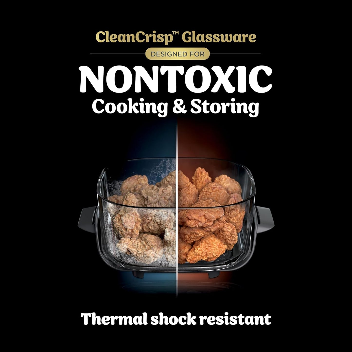 Ninja Crispi 5-in-1 Glass Air Fryer | 450°F, Nontoxic, 4QT & 6-Cup Con