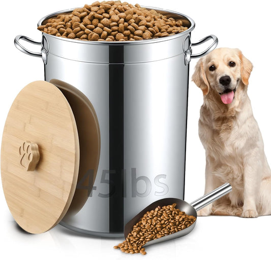 Maxdot 45 Lbs Stainless Steel Food Storage Container for Dog with Airt