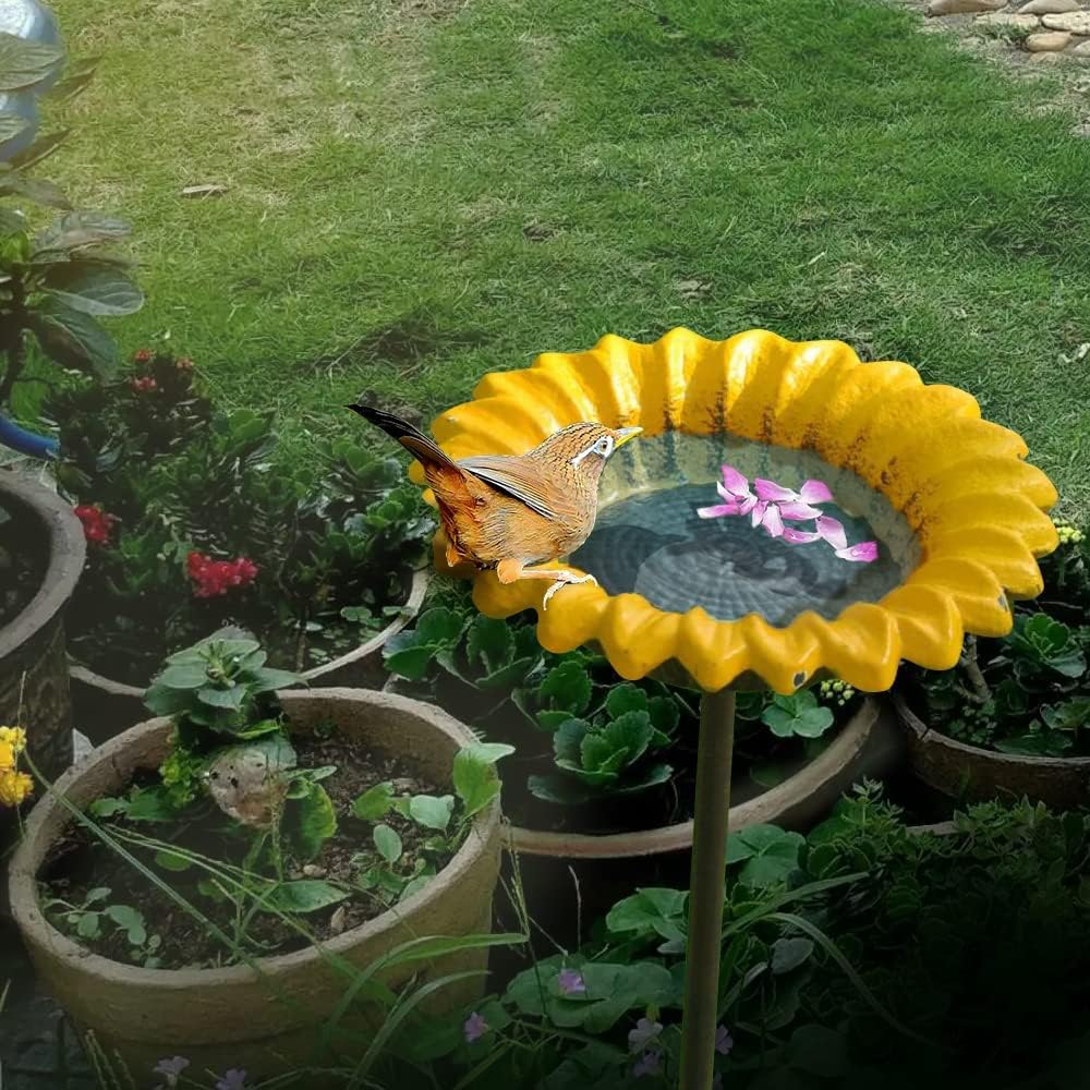 Heavy Duty Cast Iron Sunflower Bird Bath,30" H Handmade Bird Feeder Ga