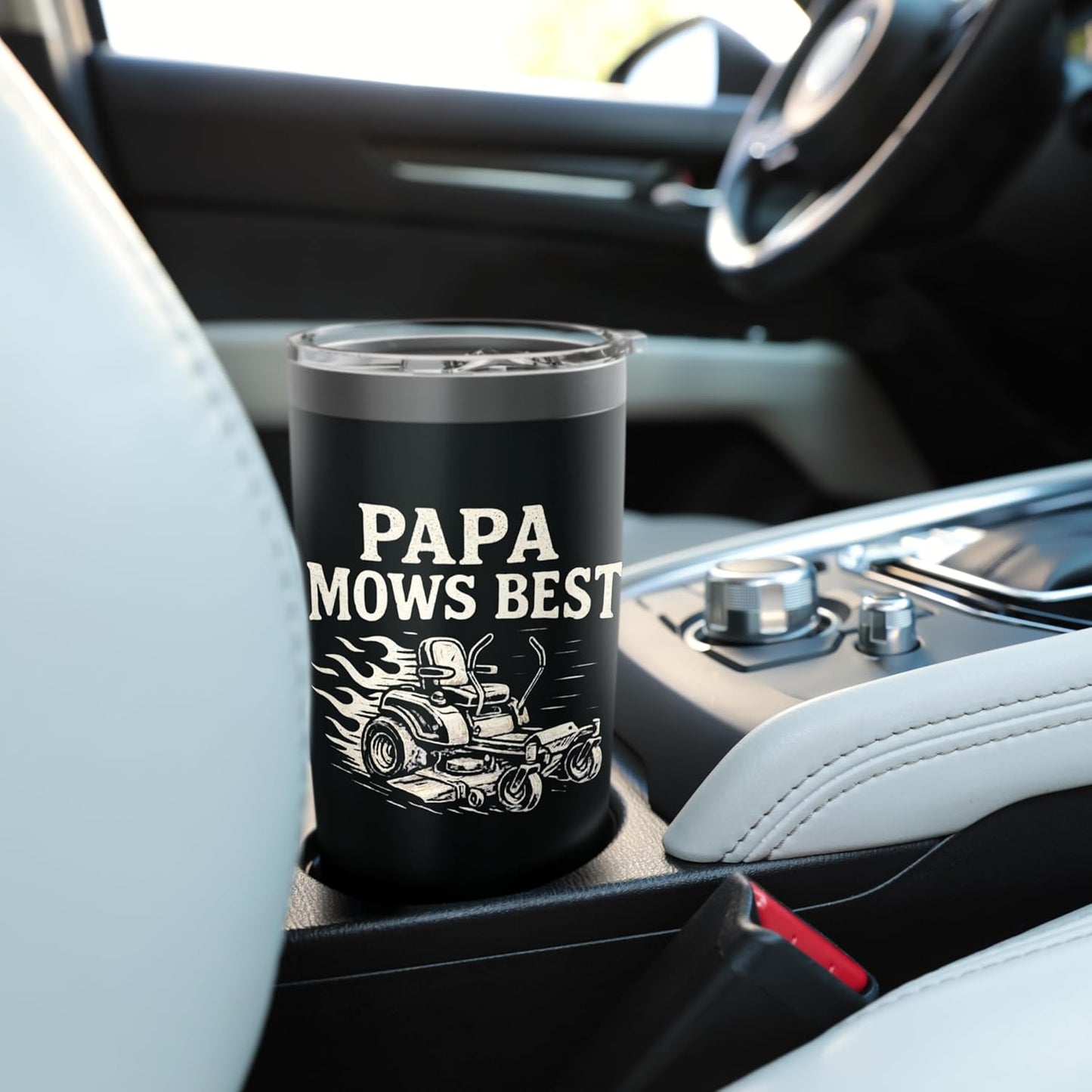 Papa Mows Best Zero-Turn Mower, Funny Dad Lawn Mowing Stainless Steel Insulated Tumbler