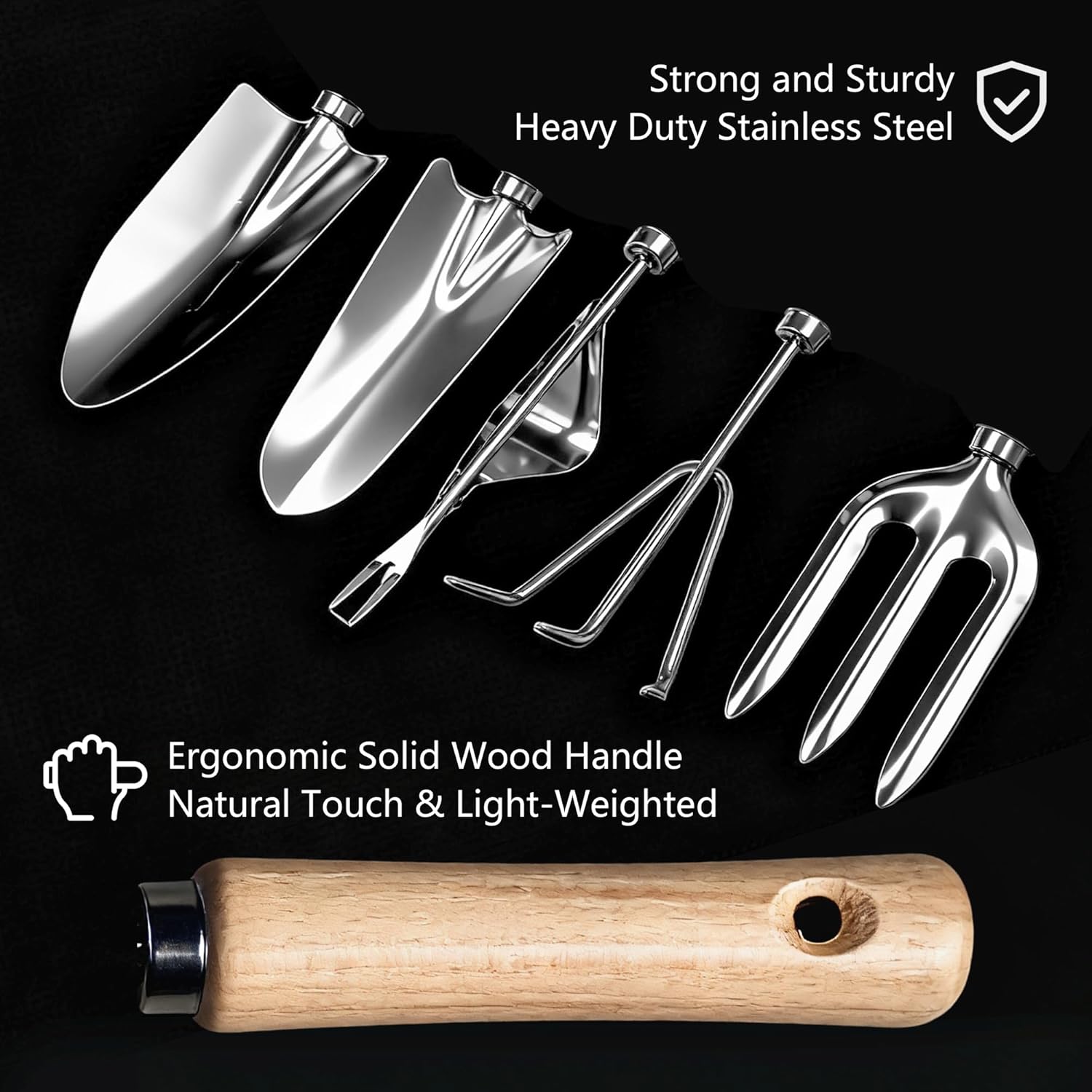 Garden Tool Set,10 Pcs Heavy Duty Gardening Hand Tools Set with Soil M