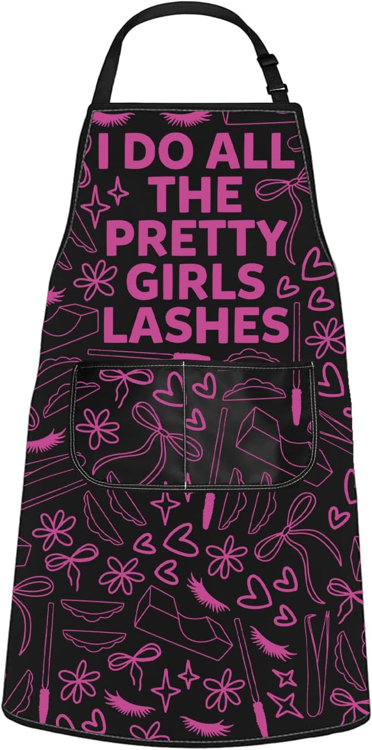 WCGXKO I Do All the Pretty Girls Lashes Kitchen Apron Lash Tech Gift Eyelashes Artist Gift Beauty Lashes Gift