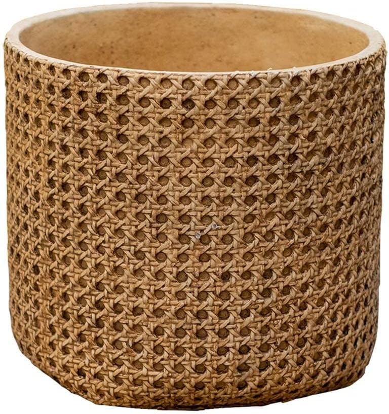 Planter Flowerpot Planter Pots Unique Plant Pots Concrete Imitation Rattan Planter Large Planters Outdoor Garden Decor 4.9" 6.3" 13" Tall(26x26x23.5cm)
