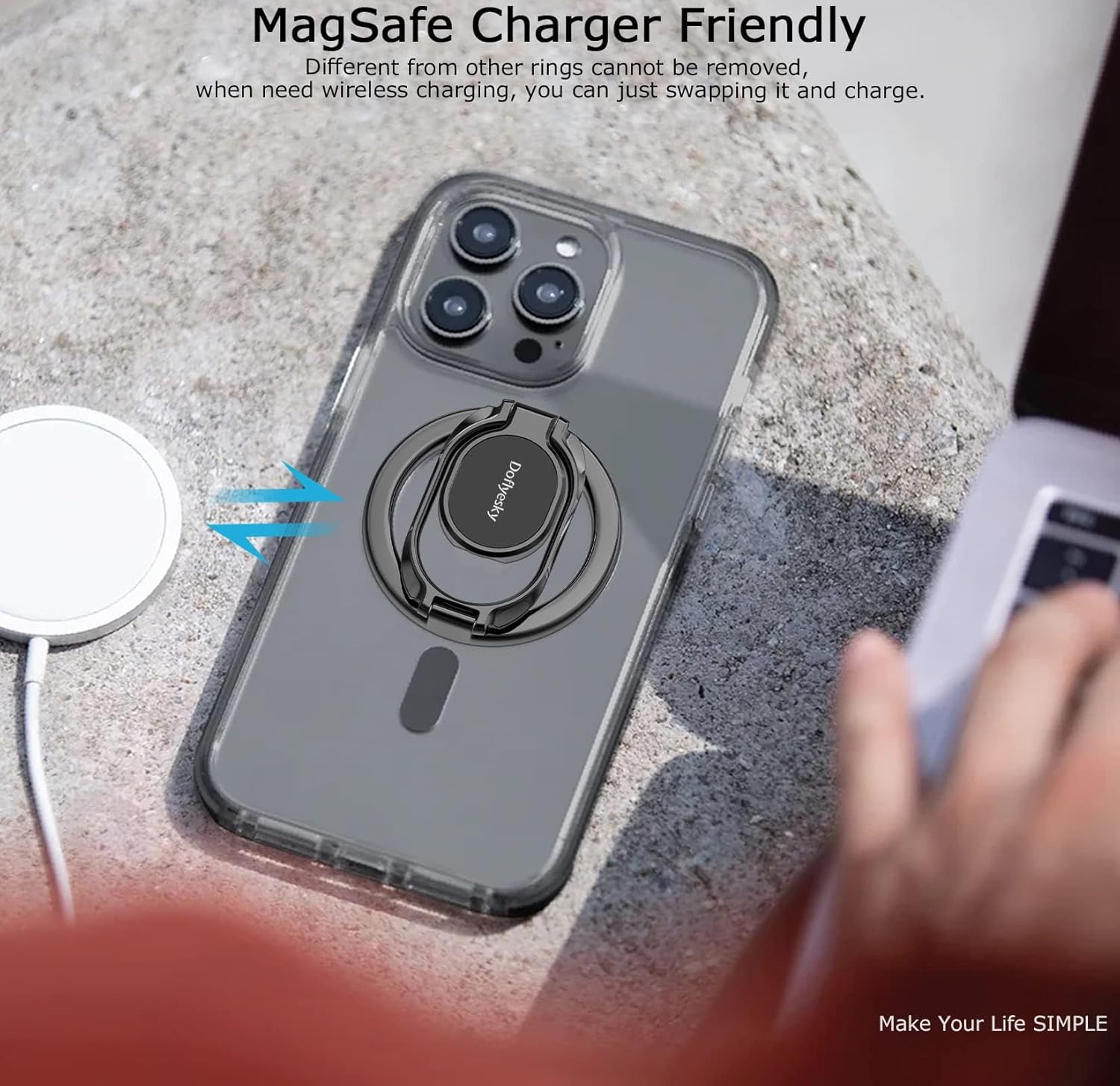 Magnetic Phone Ring Holder with Magsafe, Double Adjustable Gym Finger 