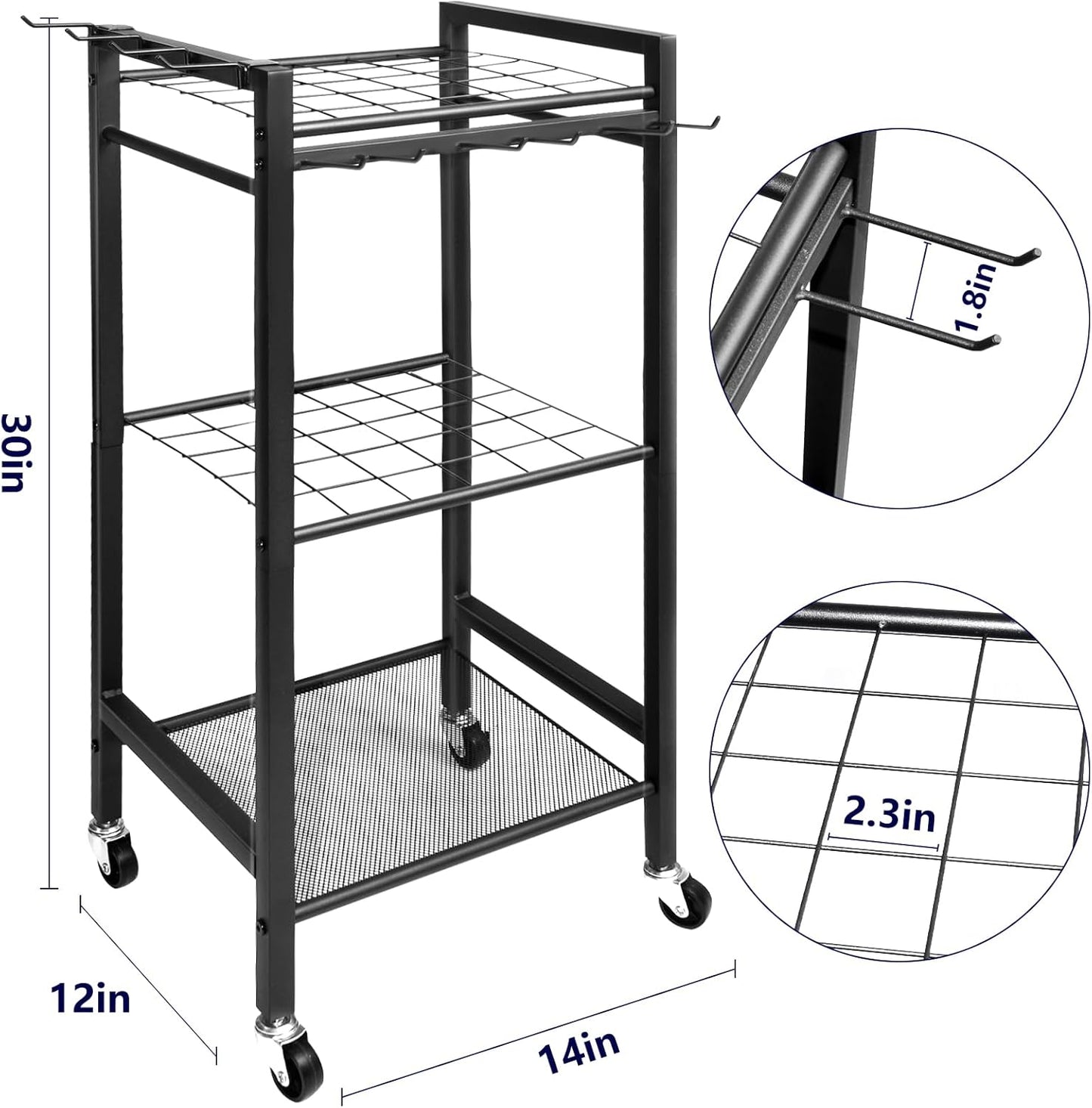 Garden Tool Organizer- 3 Tier Garage Storage and Organization, Holds Up to 35 Long-Handled Tools, Heavy-Duty Metal Holder with 6 Adjustable Hooks, Black