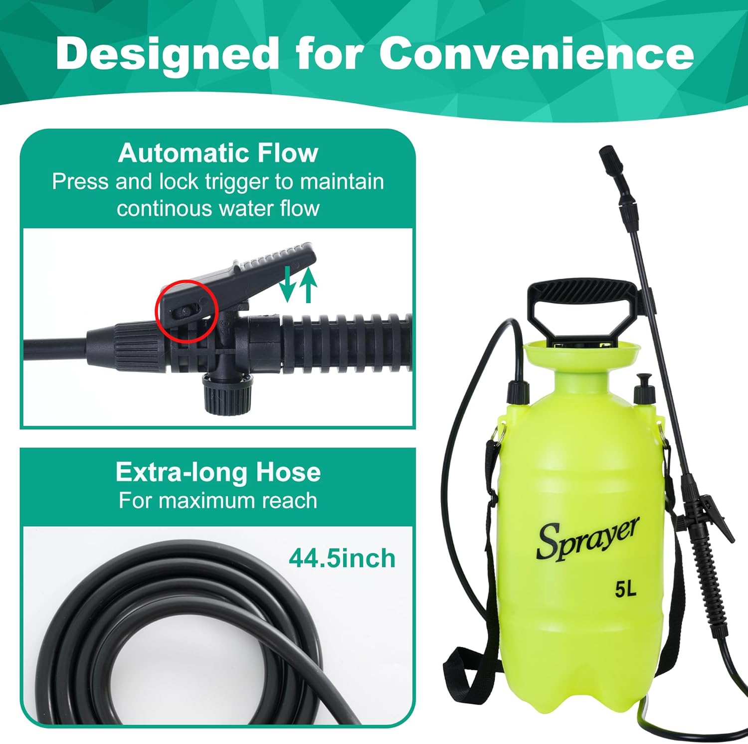 MaxWorks 51022 Pump-Action Garden Sprayer 5L/1.32 Gal with Adjustable 