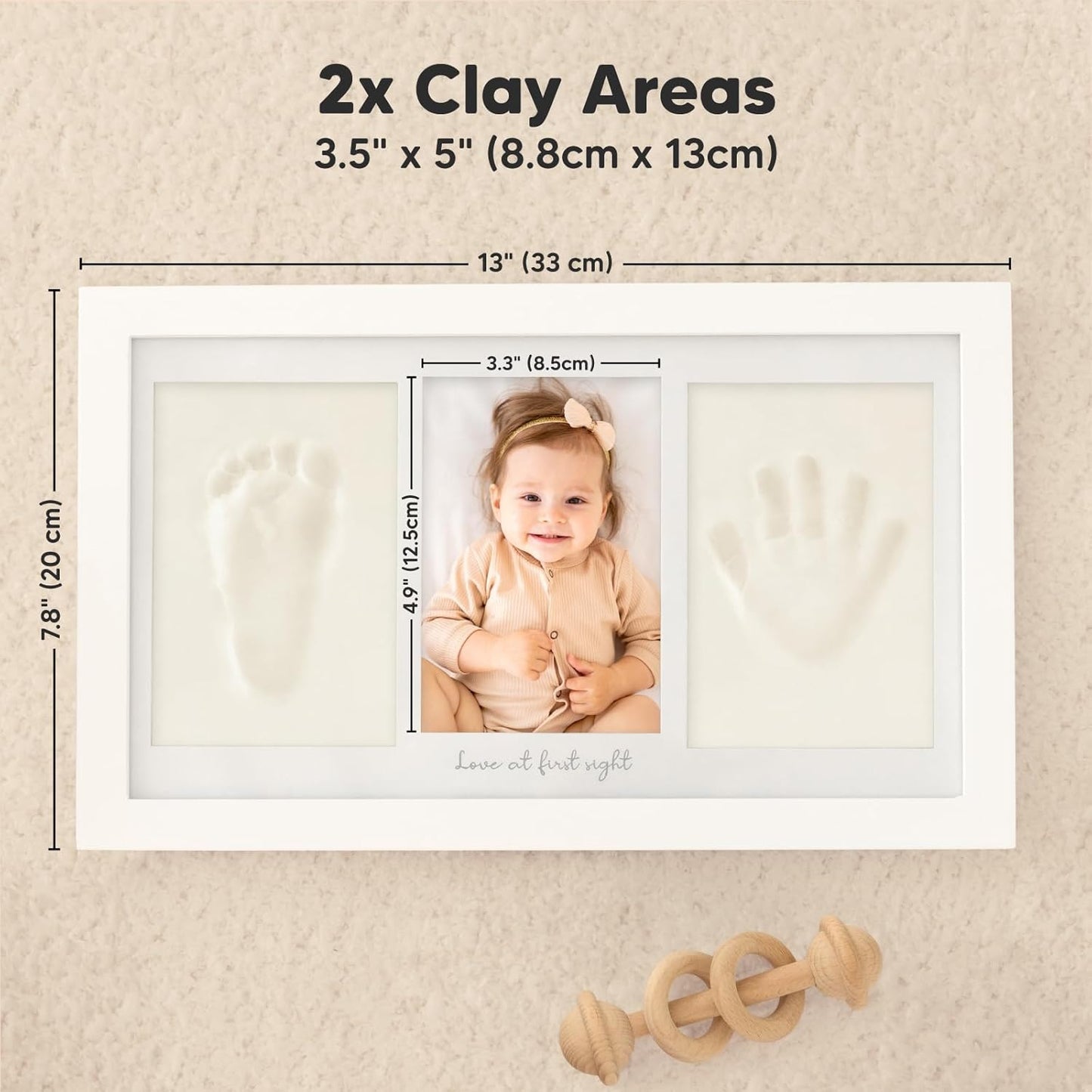 KeaBabies Baby Hand and Footprint Kit - Clay Handprint Keepsake Frame,