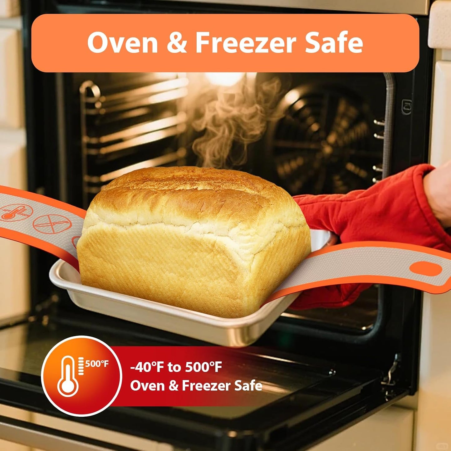 Silicone Bread Sling Oval and Round, 2Pcs Non-Stick Reusable Bread Sling, Sourdough Tools & Dutch Oven Accessories, Orange