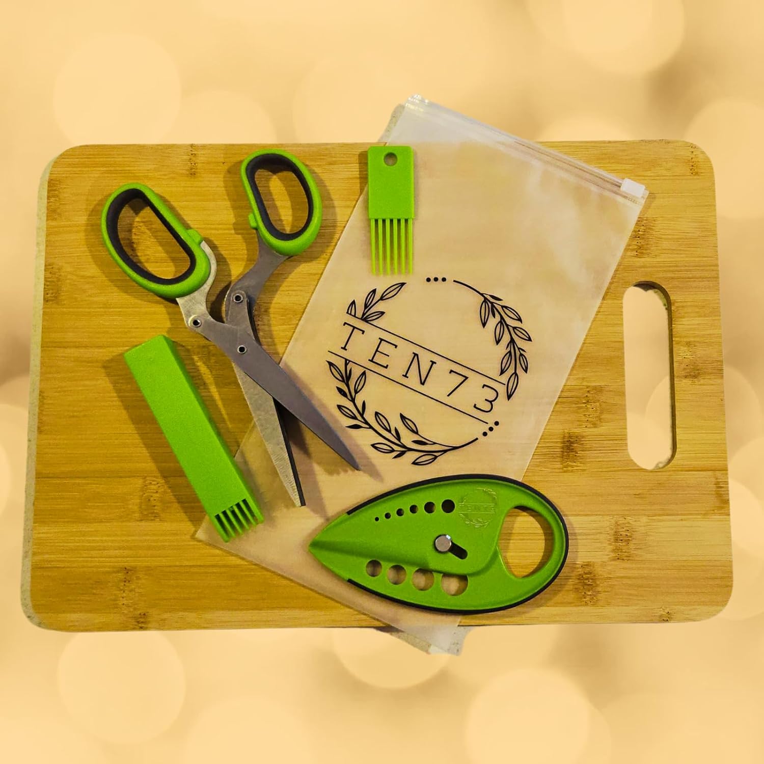 2-in-1 5-Blade Herb Scissors & Herb Stripper Set | 10-Hole Leaf stripp