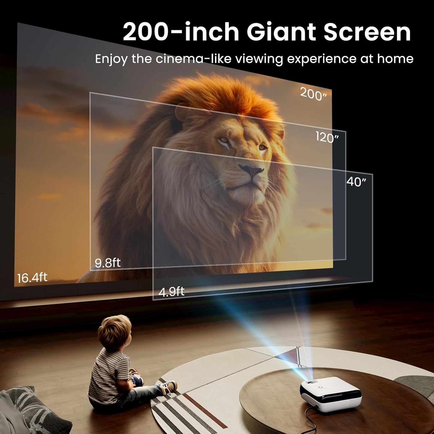 HAPPRUN Native 1080P Bluetooth Mini Projector, Full HD Portable Outdoo