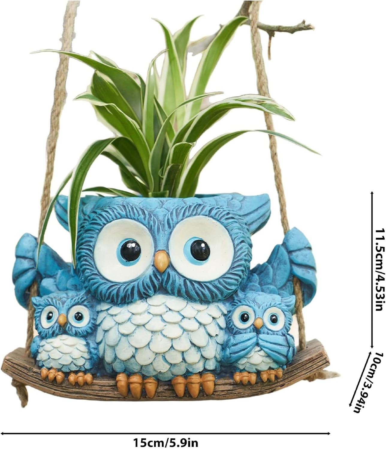 Owl Swing Hanging Planter, Planters for Indoor Plants, Cute Small Succulent Pots, Hanging Plant Holder for String of Pearls, Small Hanging Plant Holder for Garden, Patio, Balcony