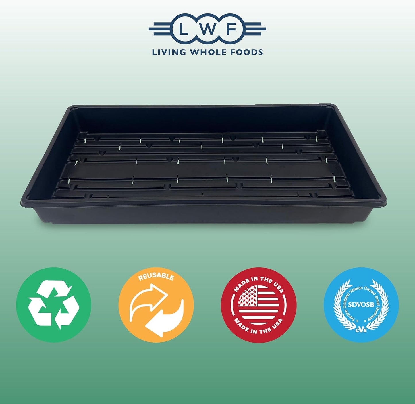 10 Plant Growing Trays (WITH Drain Holes) - 20" x 10" - Perfect Garden Seed Starter Grow Trays: For Seedlings, Indoor Gardening, Growing Microgreens, Wheatgrass & More - Soil or Hydroponic