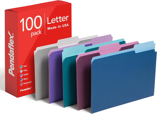 Pendaflex Two Tone Color File Folders, Letter Size, Assorted Colors (T