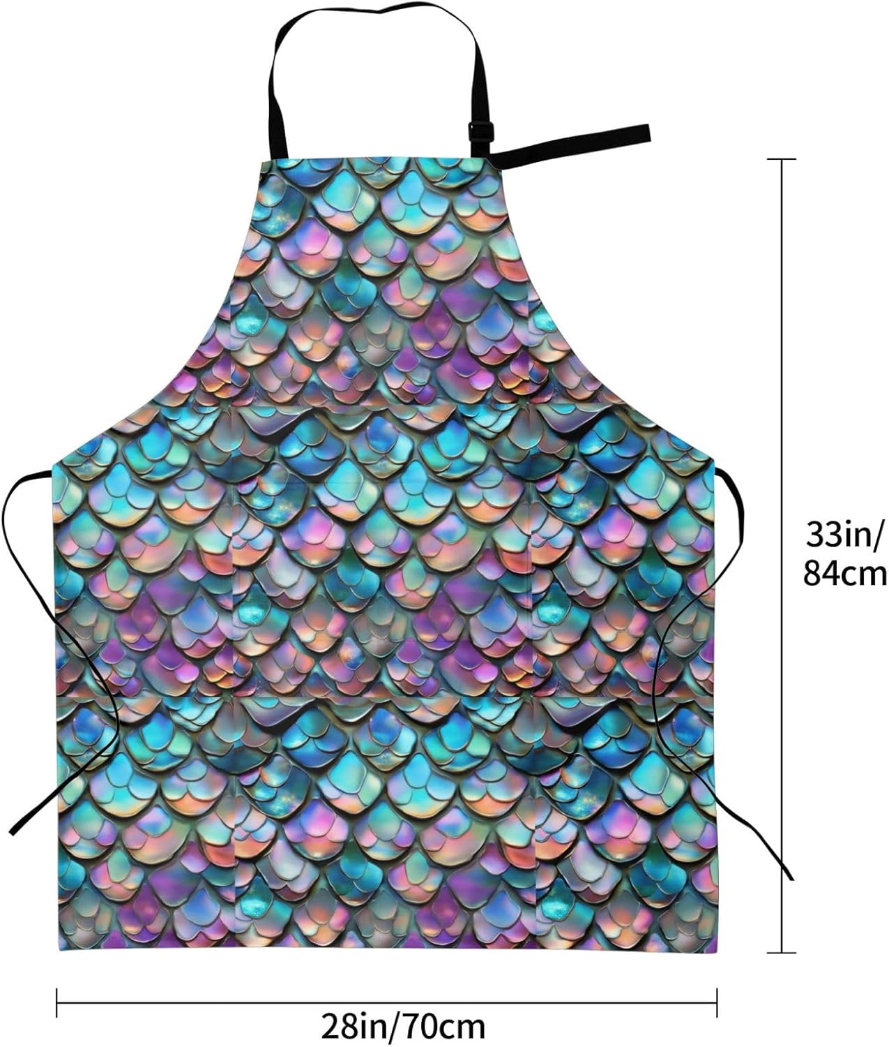 YANYU Mermaid Scale Print 28x33 In Kitchen Apron Stylish Chef Apron wi