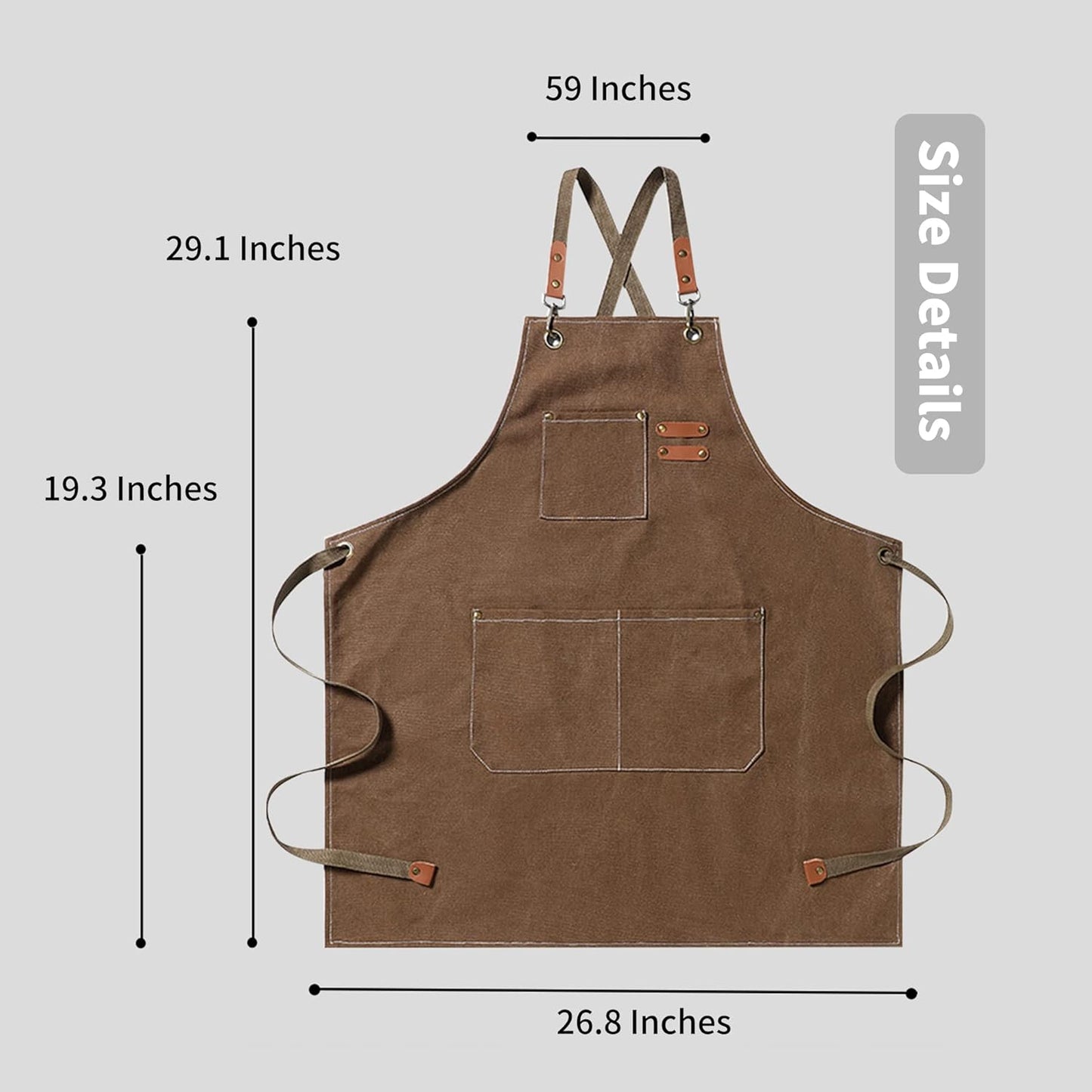 Work Aprons for Men,Kitchen Grill Apron with Pockets,Chef Cooking Aprons with Adjustable Straps and Pockets.