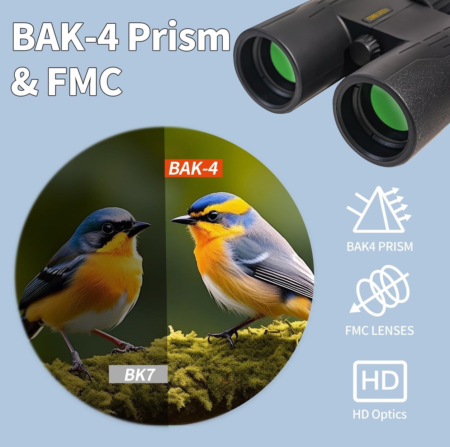 10x42 HD Binoculars for Adults High Powered, Coregreen BAK-4 Prism FMC Lens Professional, Large View Binoculars with Clear Low Light Vision for Bird Watching Hunting Hiking Travel Cruise