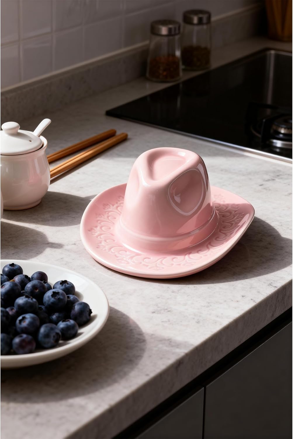 Ceramic Cowboy Hat Vase - 8.2" Pink Handmade Hanging Flower Planter, Western Boho Room Decor & Coastal Cowgirl Aesthetic Wall Art for Home Decor