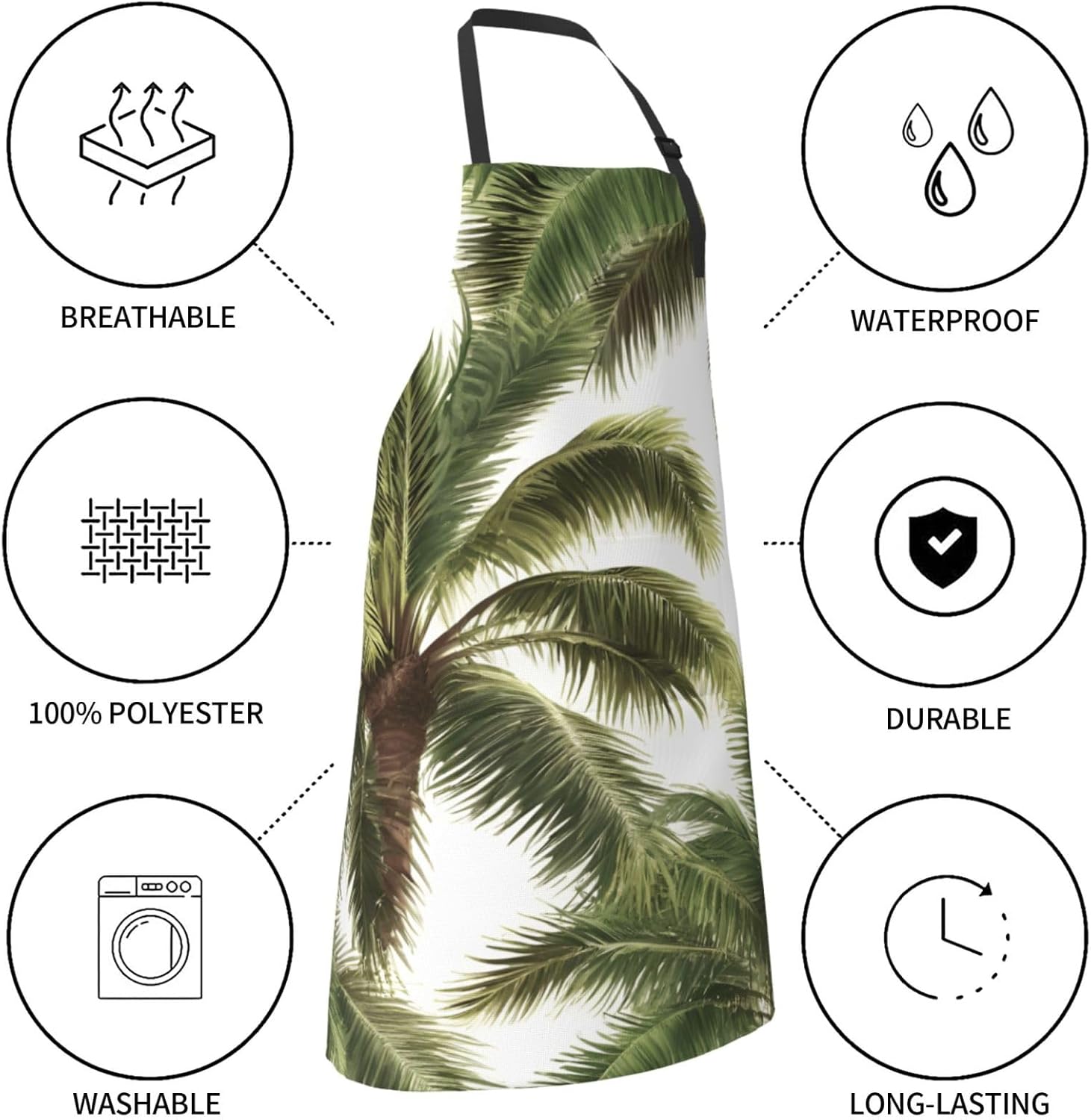 YANYU Palm Tree Print 28x33 In Kitchen Apron Stylish Chef Apron with P