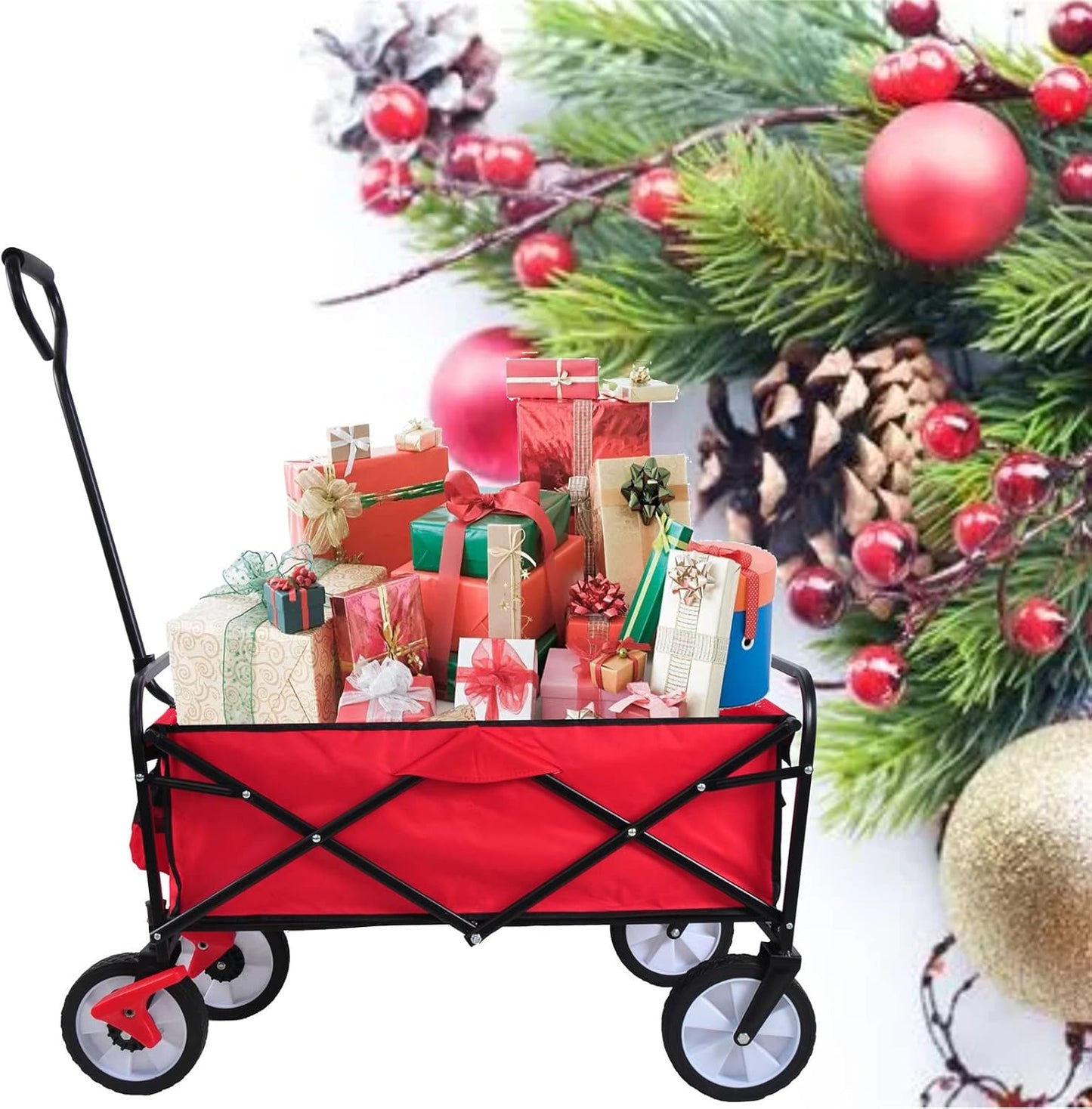 Folding Wagon Cart Collapsible Outdoor Utility Wagon with All Terrain 