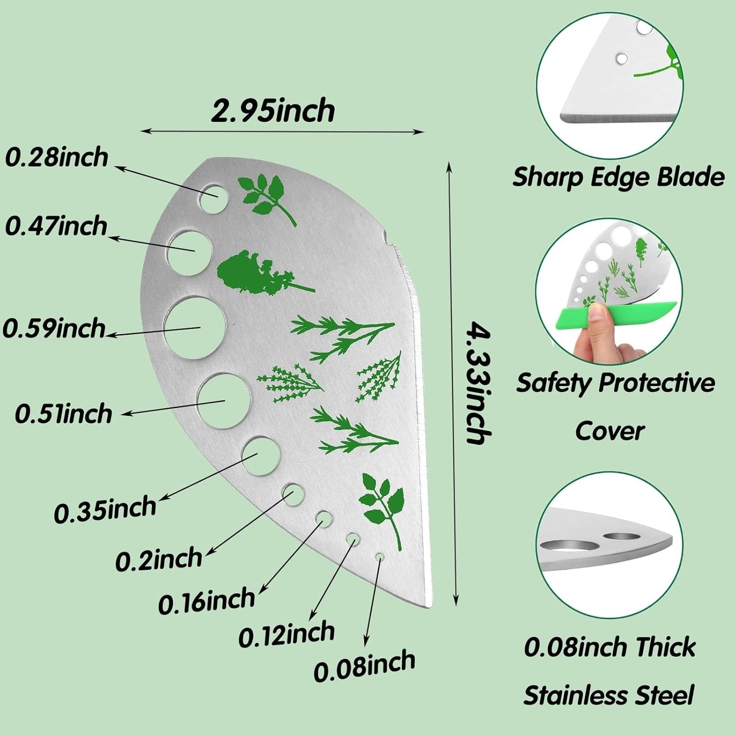 Herb Stripper, 2 Pcs 9 Holes Stainless Steel Kitchen Herbs Leaf Stripp