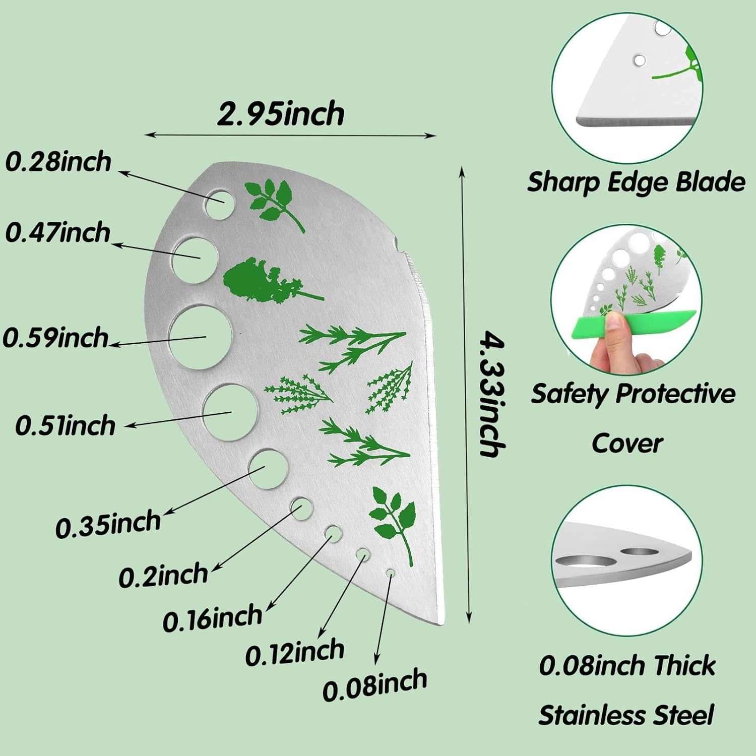 Herb Stripper, 2 Pcs 9 Holes Stainless Steel Kitchen Herbs Leaf Stripp