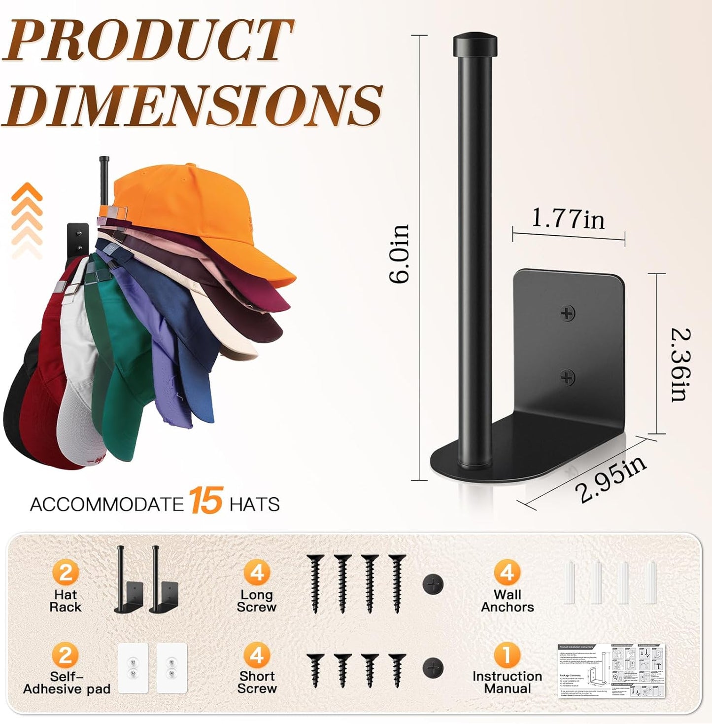 STYLISHT RV Essentials Hat Organizer: Camper Accessories 2 Pack - Hat Rack for RV Accessories Lovers - Perfect for Camper Accessory and Home Organization - Hat Rack for Wall