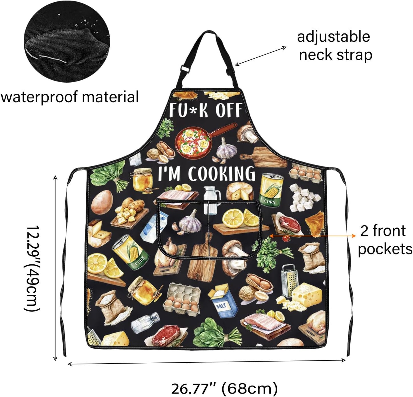 WCGXKO Fu*k off I’m Cooking Kitchen Apron Cooking Gift Rude Profanity Gift Sarcasm Cooking Chef Merch