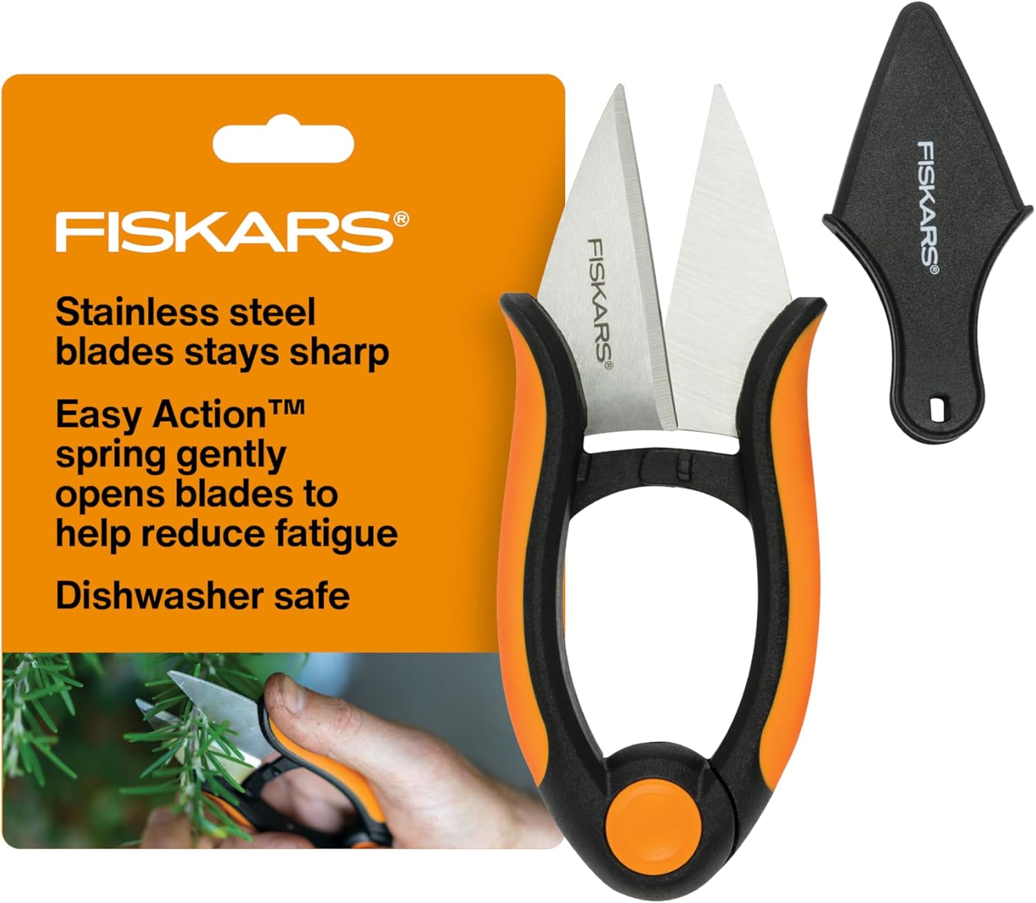 Fiskars Herb Garden Scissors, 5" Garden Shears, Handheld Herb Snips wi