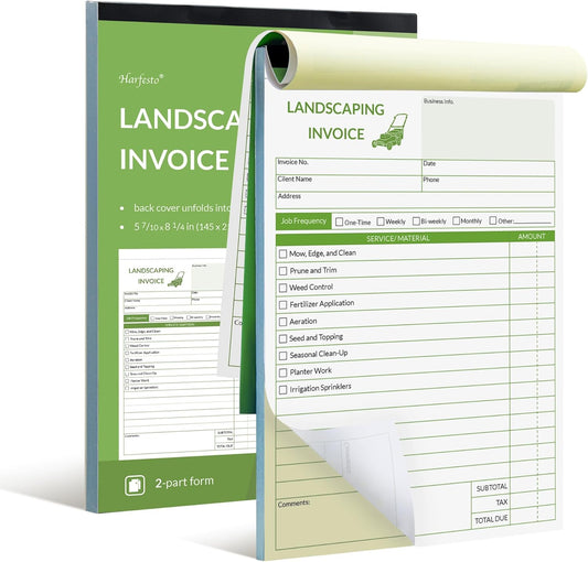 Professional Garden Invoice Receipt Book, Landscaping Invoice Book for