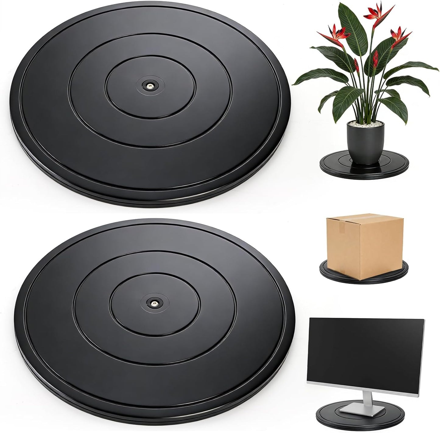 Peohud 2 Pack Heavy Duty Rotating Swivel Stand, 16 Inch Lazy Susan Turntable with Steel Ball Bearings for TV, Computer, Monitors, Model Base, Crafts, Potted Plants, Christmas Tree