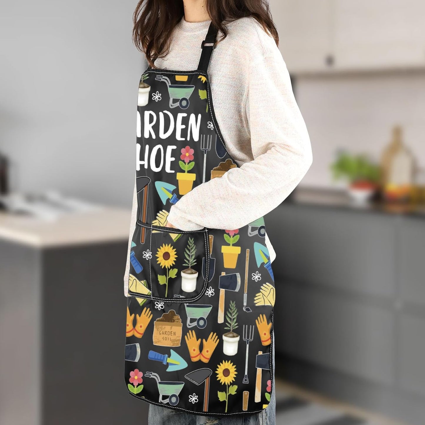 MNIGIU Gardener Apron With Pockets Funny Gardening Gifts Garden Hoe Apron Farmer Inspired Gift Plant Lover Merch