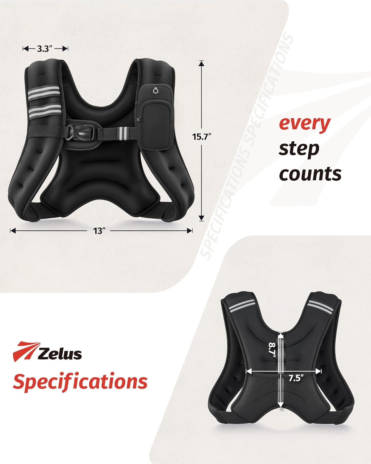 ZELUS Weighted Vest, 6lb/8lb/12lb/16lb/20lb/25lb/30lb Weight Vest with