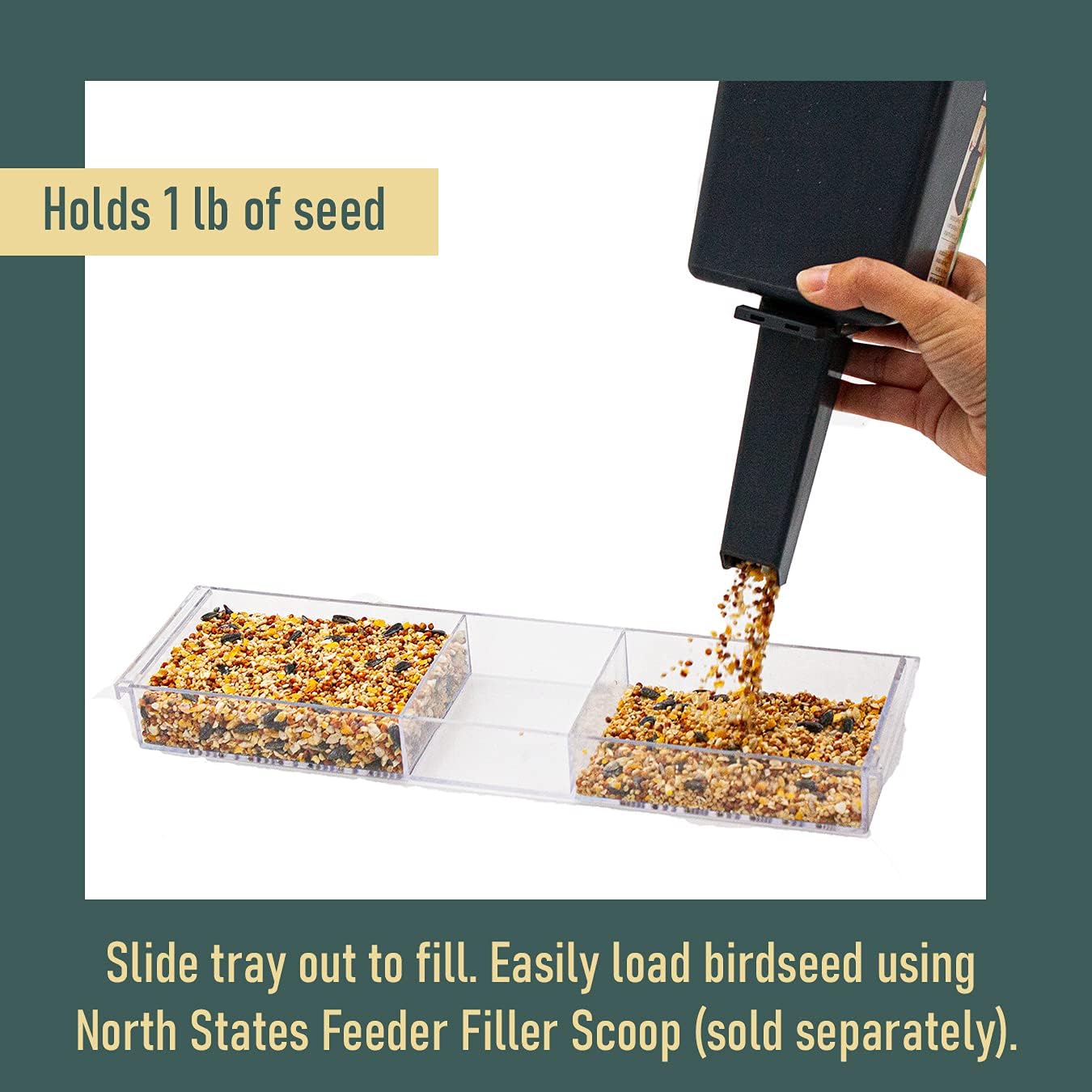 North States Nature's Yard - Large Clear Choice Window Bird Feeder: Strong Suction Cup Bird Feeder for Window Viewing, Holds 1 Pound of Seed