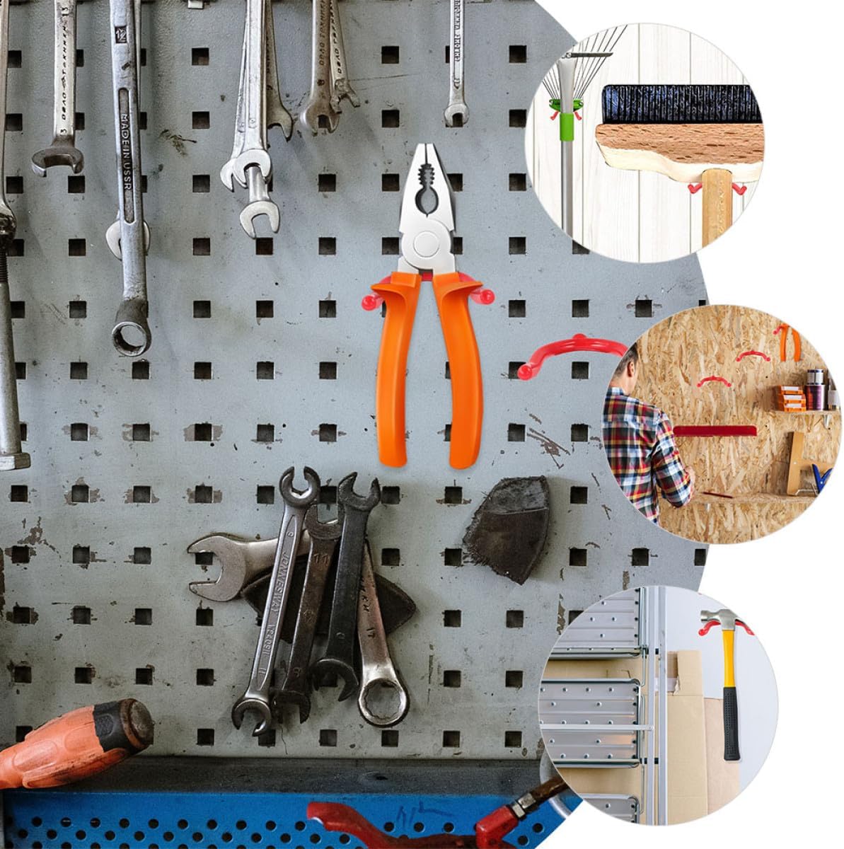 Milisten 6pcs Metal Wall Hanging Hooks Screw-in Tool Hangers for Garag